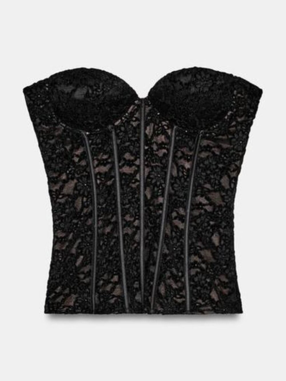 ZARA Black Lace Corset Top L‎ NWT